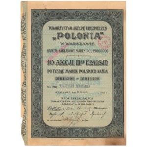 Tow. Akc. Ubezpieczeń POLONIA, Em.3, 10x 1000 mkp 1922