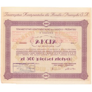 Tow. Kontynentalne dla Handlu i Przemysłu, 500 zł 1936
