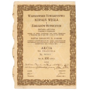 Verein der Warschauer Kohlenbergwerke und Stahlwerke, 100 zl 1929