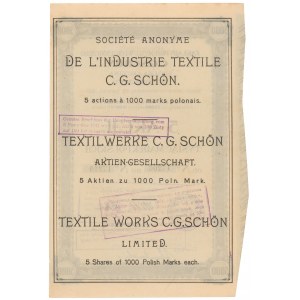 Zakłady Przemysłu Włókienniczego C.G. SCHON, 5x 1.000 mkp 1920