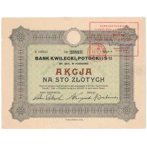 Banka KWILECKI, POTOCKI &amp; S-ka, Em.2, 100 PLN