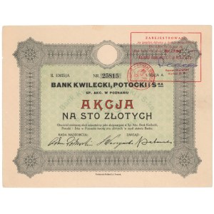 Bank KWILECKI, POTOCKI i S-ka, Em.2, 100 zł