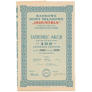 Bankovní depozitní domy INDUSTRIA, 10x 40 PLN 1927