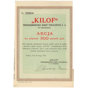 KILOF Gesellschaft für öffentliche Arbeiten, 500 mkp 1922