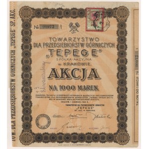 TEPEGE Tow. pre banské podniky, 1 000 mkp 1923