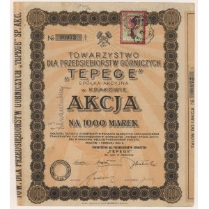 TEPEGE Tow. for Mining Companies, 1,000 mkp 1923