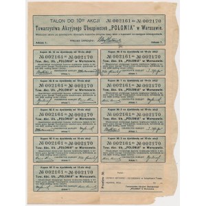 Tow. Akc. Ubezpieczeń POLONIA, Em.3, 10x 1.000 mkp 1922
