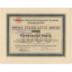 Ząbkowice Śląskie, Frankenstein-Münsterberg-Nimptsch'er Kreisbahn-AG, 1,000 mk 1910