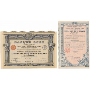 Banque Guet 500 Francs, Exposition Universelle 25 Francs 1889 (2pcs)