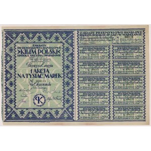 KILIM POLSKI Zakłady Przemysł. Commercial, Em.1, 1,000 mkp 1922