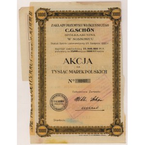 C.G. SCHON Textilfabrik, 1.000 mkp 1920