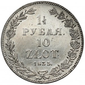 1-1/2 rublu = 10 zlotých 1835 НГ, Petrohrad - děrná známka