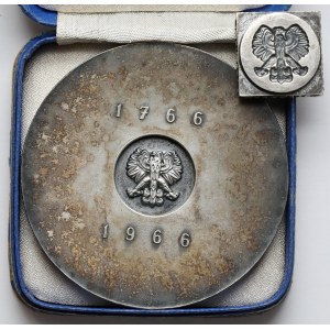 Medaille, 200 Jahre der Warschauer Münze 1766-1966 - versilberter Tombak - Rarität