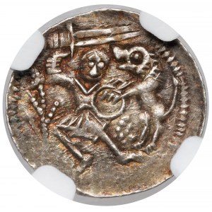 Ladislaus II the Exile, Denarius - Prince with pennant and shield - B.RZADKI
