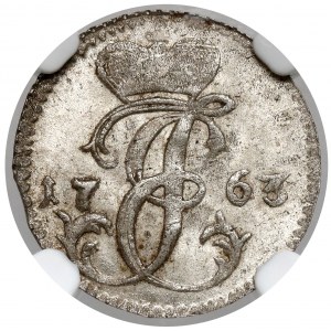 Courland, Ernest Jan Biron, Mitawa penny 1763 - monogram - KRÁSNÝ