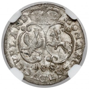 Courland, Ernest Jan Biron, Mitawa penny 1763 - monogram - KRÁSNY