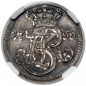 Augustus III Sas, Trojak Gdansk 1755 - CLEAR silver