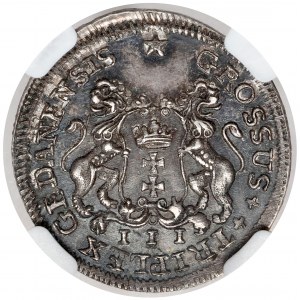 Augustus III Sas, Trojak Gdansk 1755 - CLEAR silver