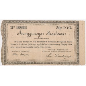 Listopadové povstání, pokladní poukázka na 100 zlotých 1831