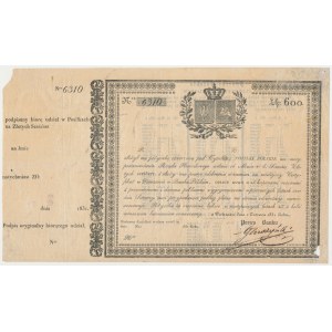 Listopadové povstání, potvrzení o půjčce Polské pošty 600 PLN 1831
