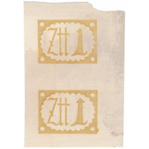 Paper from 1 zloty 1794 - a pair of 2 pieces. - fragment from a sheet with a security mark