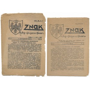 ZNAK Boh vlasť a česť - č.38 a 41 1941 (2ks)