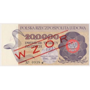 200.000 zł 1989 - WZÓR - A 0000000 - No.0938