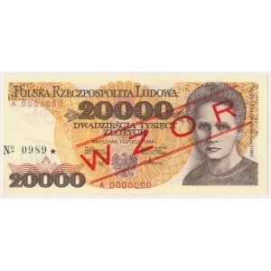 20.000 zł 1989 - WZÓR - A 0000000 - No.0989