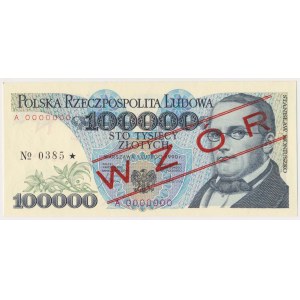 100.000 zł 1990 - WZÓR - A 0000000 - No.0385
