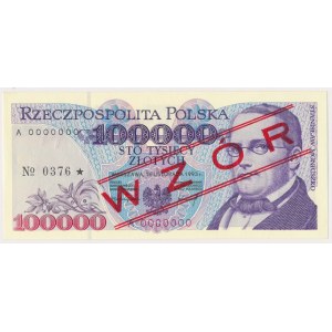 100.000 zł 1993 - WZÓR - A 0000000 - No.0376