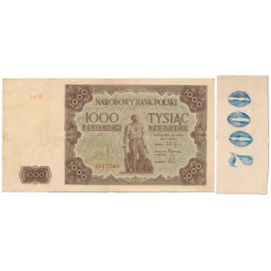 1 000 zlotých 1947 - malé písmeno + dobový banderol (2ks)