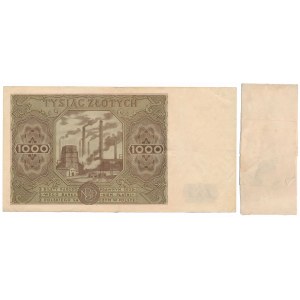 1 000 zlotých 1947 - malé písmeno + dobový banderol (2ks)