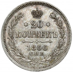 Russia, Alexander II, 20 kopecks 1866