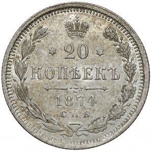 Russia, Alexander II, 20 kopecks 1874