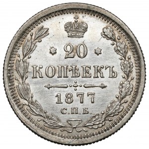 Russland, Alexander II, 20 Kopeken 1877 - selten