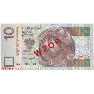 10 złotych 1994 - WZÓR - AA 0000000 - Nr 1250