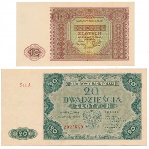 10 złotych 1946 i 20 złotych 1947 - zestaw (2szt)