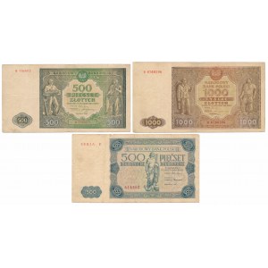 Sada 500 kusov - 1 000 libier 1946 a 500 libier 1947 (3 ks)