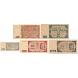 Sada bankovek z let 1947-1948 (5ks)