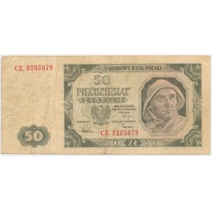 50 zloty 1948 - ERROR OF PRINTING - main print of obverse reflected in negative on reverse