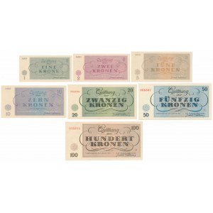 Czechy, Teresin GETTO 1 - 100 Kronen 1943 - komplet (7szt)