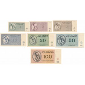 Czechy, Teresin GETTO 1 - 100 Kronen 1943 - komplet (7szt)