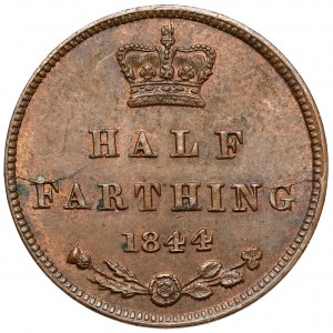 Spojené kráľovstvo, Victoria, 1/2 farthing 1844