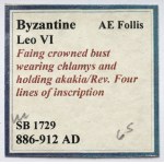 Byzancia, Lev VI (886-912 n. l.) Follis, Konštantínopol