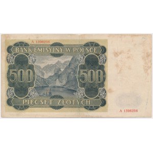 500 Zloty 1940 - A - ORIGINAL beschriftet und als Fälschung gestempelt