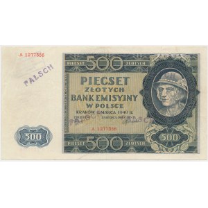 500 zlotých 1940 - londýnský padělek s neúplným razítkem