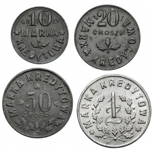 Kowel, 50. Pułk Strzelców Kresowych, 10-50 groszy i 1 złoty, zestaw (4szt)