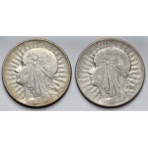 Hlava ženy 5 zlatých 1933 a 1934, sada (2ks)