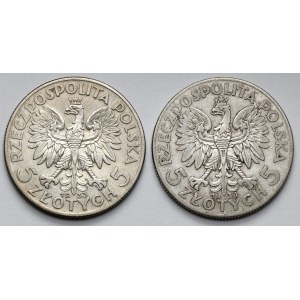 Głowa Kobiety 5 złotych 1933 i 1934, zestaw (2szt)