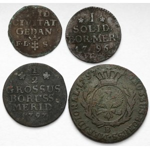August III Sasko a Jižní Prusko, penny, půlpenny a šekely, sada (4ks)